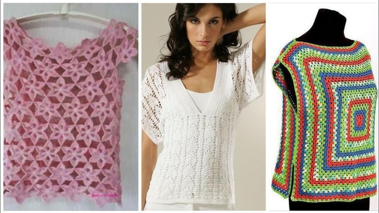 New And Impressive crochet knitting embroidered fancy lace blouse top shirts Designe