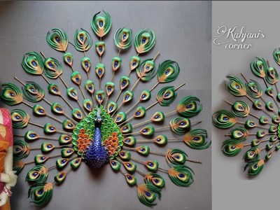 Peacock Wall Hanging Craft.Clay Mural.Amazing Wall Hanging Craft Ideas.Cardboard crafts #shorts