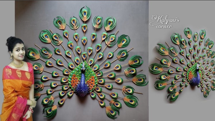 Peacock Wall Hanging Craft.Clay Mural.Amazing Wall Hanging Craft Ideas.Cardboard crafts #shorts
