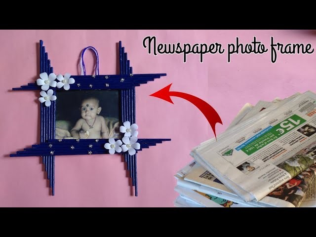 #short: Handmade Craft Ideas With Newspaper. Photo Frame Making At Home Easy.