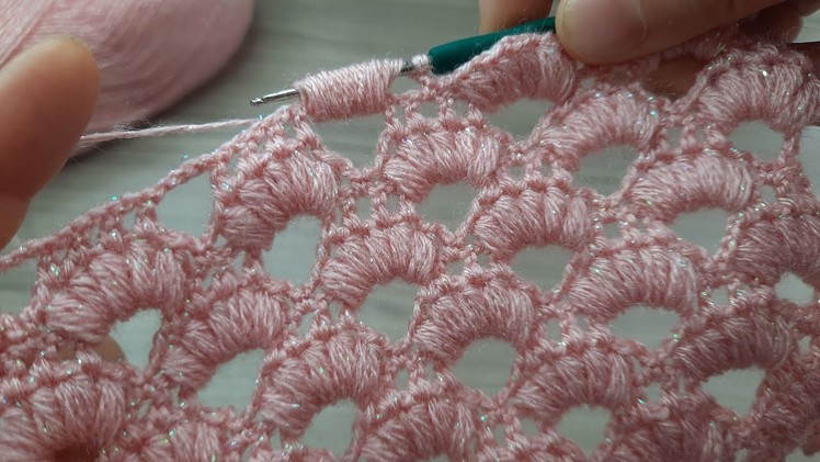 Very Beautiful Crochet Pattern With Silvery Yarn Motif ( Knitting Love ) ???? Çok Güzel Tığ işi örgü
