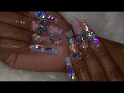 BIRTHDAY NAILS???? | long acrylic nail tutorial |