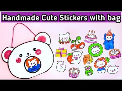 Diy Stickers with cute bag | shorts | youtube shorts | paper crafts | Short Video | 1-minute video