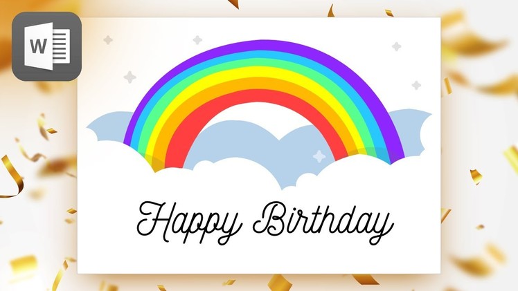 Happy Birthday ???? ???? card in Microsoft Word - simple tutorial for beginners, easy to follow, rainbow