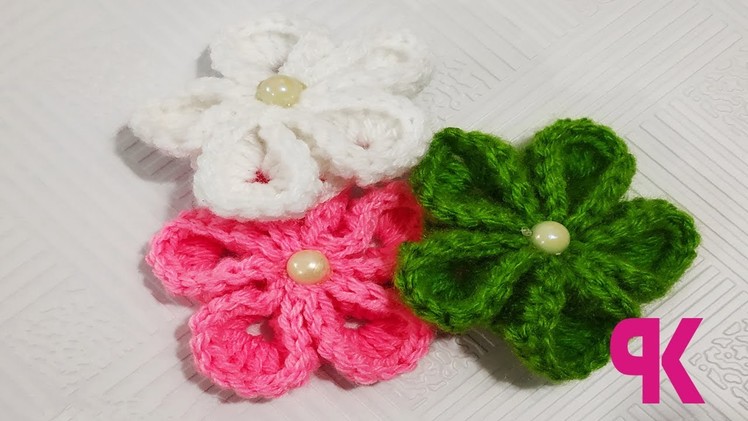 How to Crochet Kanzashi Flower | Tamil | Kokki Pinnal