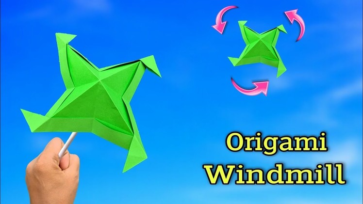 How to make origami windmill, new paper spinning toy, simple without glue windmill, fun to play,