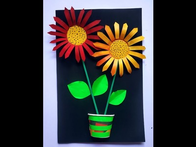 ????making sunflower painting with disposal glass.waste material craft.easy craft for kids #shorts ????