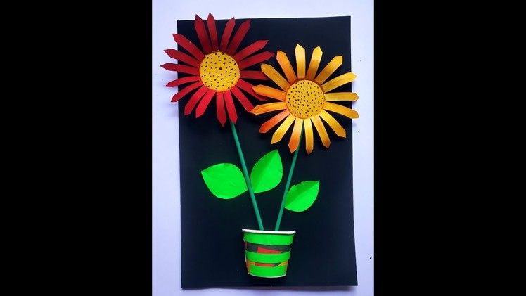 ????making sunflower painting with disposal glass.waste material craft.easy craft for kids #shorts ????