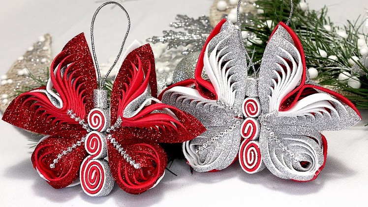 Christmas 3D ornaments Making Butterfly | DIY Christmas Tree decorations | Christmas Craft Ideas