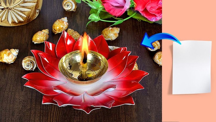 DIY Diwali Decoration ideas.Beautiful lotus Diya Stand from plastic spoons.Diwali 2021