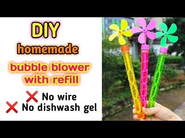 Diy homemade bubble blower with refill.homemade bubble refill with stick.how to make bubbles at home