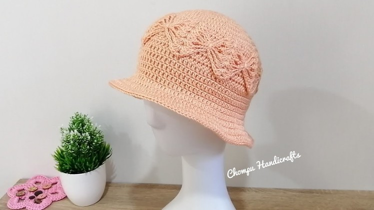 DIY Tutorial - How to crochet winter​ hat​ - Easy crochet hat - bow pattern