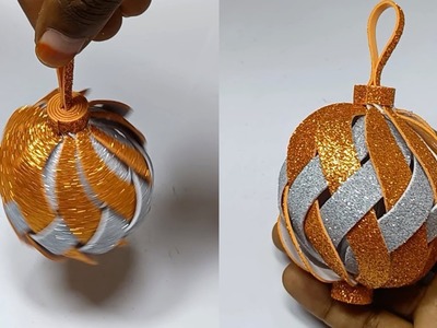 EVA.Glitter Foam Paper Ball Making for Christmas Tree Decorations | DIY X-mas Crafts