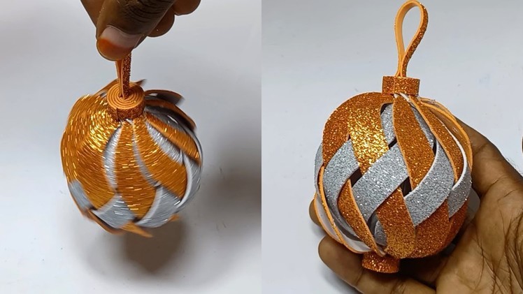 EVA.Glitter Foam Paper Ball Making for Christmas Tree Decorations | DIY X-mas Crafts