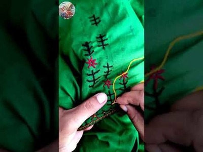 Ho to Flowers design stitching on dress Flower design Hand Embroidery 2021 #Shorts