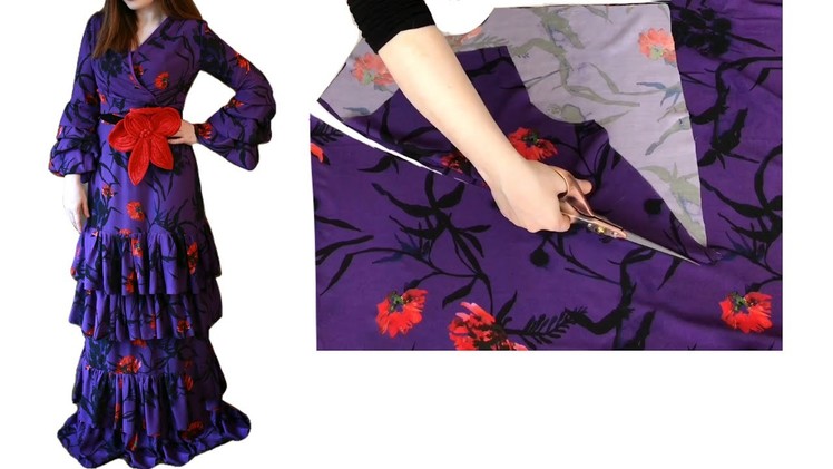 ???? How to Make Designer Elegant Ruffled DIY Dress - Easy Dress Cutting and Sewing Tutorial