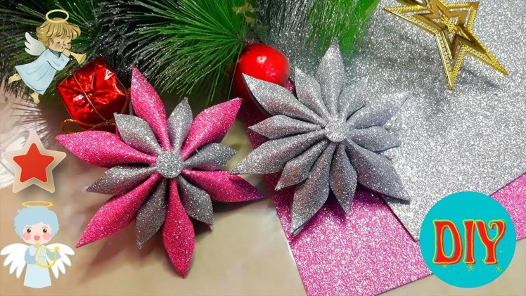 HOW TO MAKE GLITTER FOAM ORNAMENTS FOR CHRISTMAS DECORATIONS