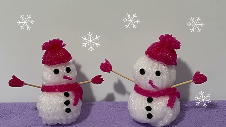 How to make Snow ⛄️ man using Fruit Foam Net Cover Craft | Christmas craft idea | Best out of Waste