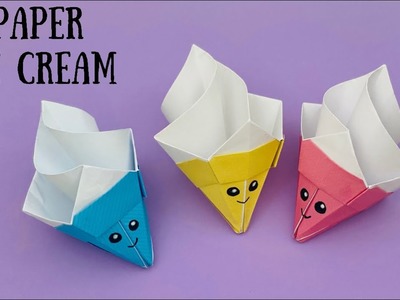 PAPER ICE CREAM. Paper Crafts For School. Paper Craft. Easy kids craft ideas. Origami Ice cream