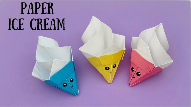 PAPER ICE CREAM. Paper Crafts For School. Paper Craft. Easy kids craft ideas. Origami Ice cream