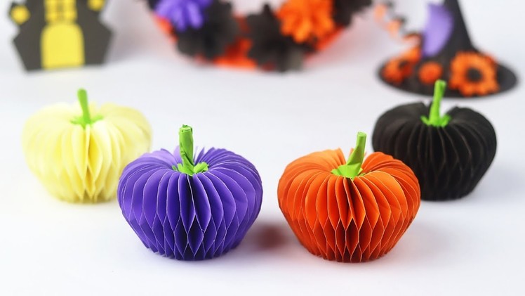Paper Pumpkin For Halloween Decorations | How To Make Paper Pumpkins | Paper Halloween Crafts