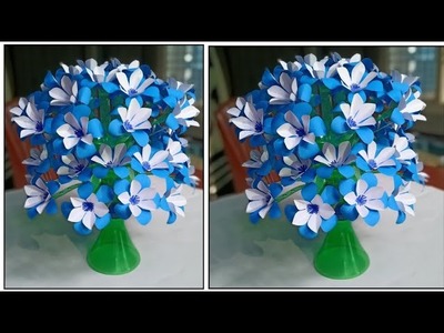 Table Decor Craft Ideas From Waste Bottles and Color paper | Flower Vase | Easy paper Craft
