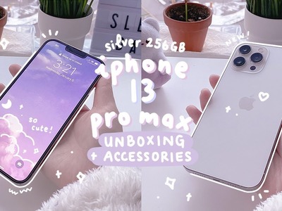 [ unboxing ☻ ] aesthetic iphone 13 pro max & accessories ⭐️???? | silver 256gb