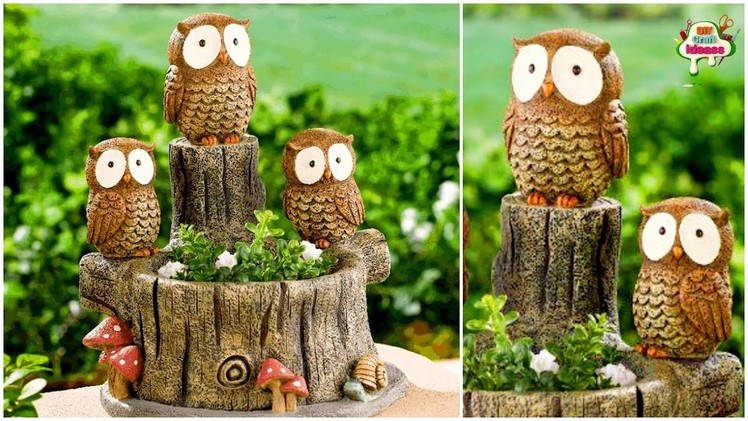 Best out of waste 3 cute Owls planters with plastic bottle | Arush DIY Craft Ideas