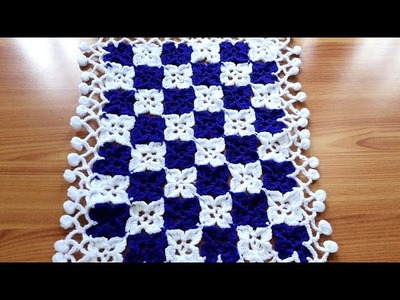 Crochet Rectangle Table Cover , Woolen table cover, crosia design Thalposh, @Santosh All Art