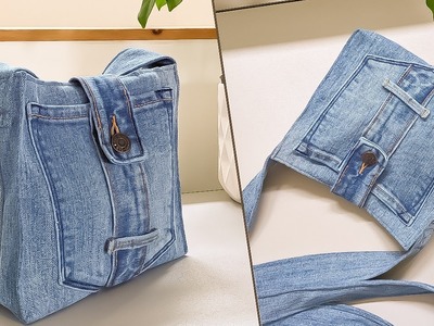 DIY Simple No Zipper Denim Crossbody Bag Out of Old Jeans | Upcycle Craft | Bag Tutorial