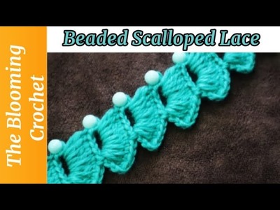 How to Crochet a Beaded Scalloped Lace| For Beginners | Simple and Easy