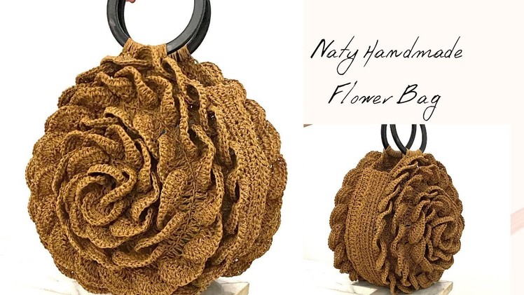 How to crochet big flower handle bag