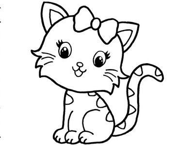 How to Draw a Cute Cat For Kids - Easy Drawing and Coloring of a Cat or a Kitten