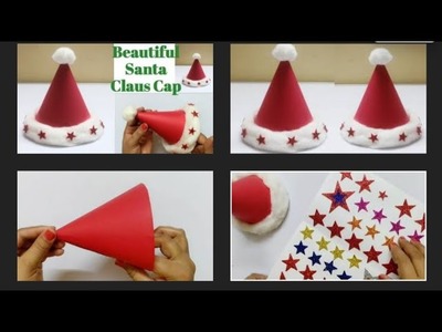 Santa Claus Cap With Paper || 2021 Christmas Decor Idea|| DIY Santa Hat || Santa Cap Making At Home