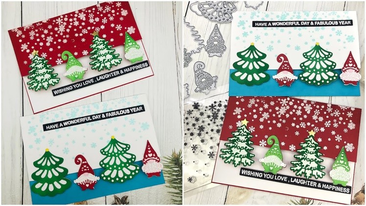 Several Sentiments Stripe Stamps Display & A Christmas Card Tutorial - #Alinacutle® #AlinaCraft