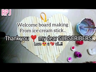 Welcome board ideas for home|ice cream stick craft|#RPJeysri arts & crafts in tamil????|home decoration