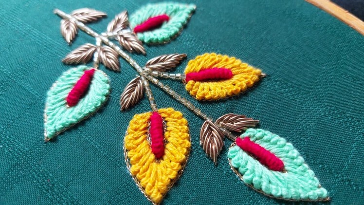 Aari embroidery Long French Knot Leaf Design Tutorial Veri Simple