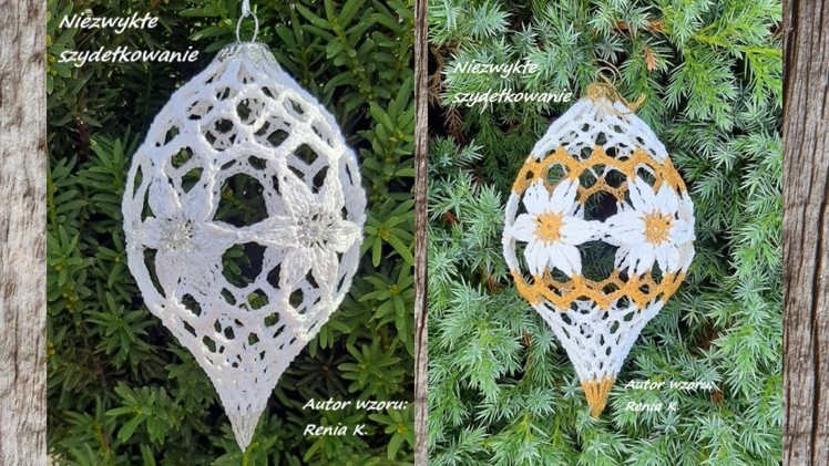 Bombka z kwiatkami- szydełko13 cm. Autor wzoru. Author Renia K. Crochet Cristmas ornaments.
