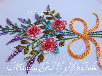 Brazilian Embroidery || Dimensional Stitches|| Cute bouquet of flowers