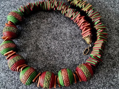 Decorating beads with polymer clay. polymer clay necklace tutorial