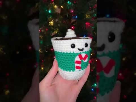 How to Crochet Christmas Cup Cozy - Crocheting 101 Tricks #Shorts