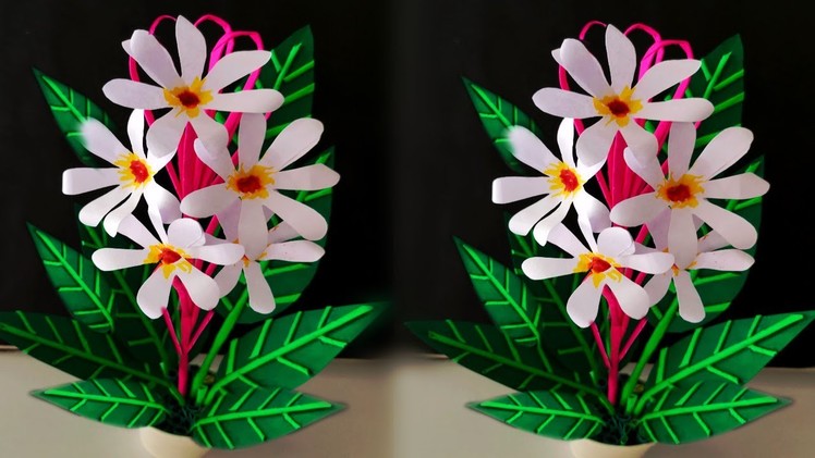 How to make beautiful flowers with colour paper. diy beautiful flower pot. easy flower craft