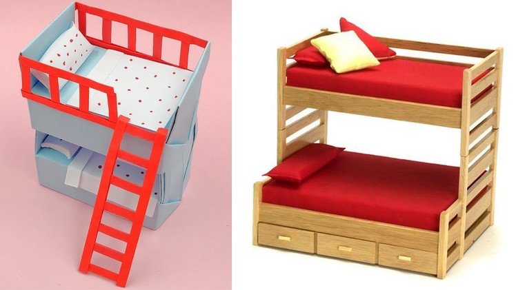How to make Miniature Bunk Bed || Paper Crafts Ideas #Shorts
