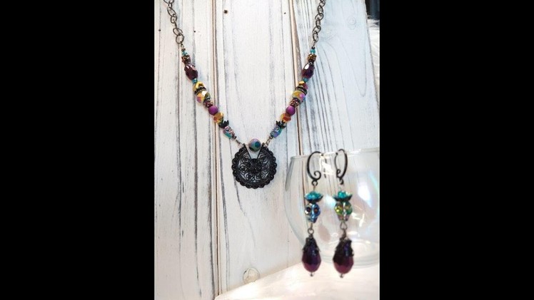 Necklace & Earrings Set Using Jesse James Magical Mystery Bead Box September 2021