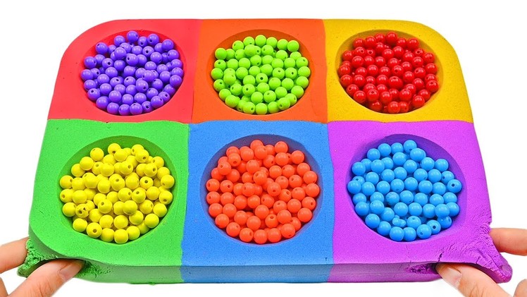 Satisfying Video l How to Make Rainbow Bead Tray with Kinetic Sand Cutting ASMR