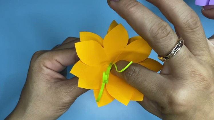 របៀបបត់ផ្កាក្រដាស-How To Make Paper Flower Craft | DIY paper