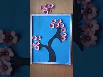 Unique wall hanging decoration craft.Tree???? wall hanging craft.color paper craft.#diy #shorts #reels