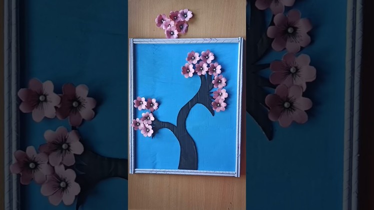 Unique wall hanging decoration craft.Tree???? wall hanging craft.color paper craft.#diy #shorts #reels