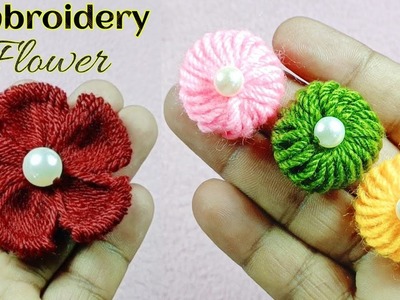2 Best Woolen Embroidery Flower - DiY Woolen Flower - No Crochet Handmade Flower Making With Wool