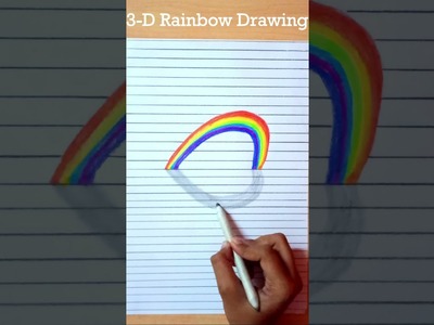 3-D Rainbow Drawing || #shorts